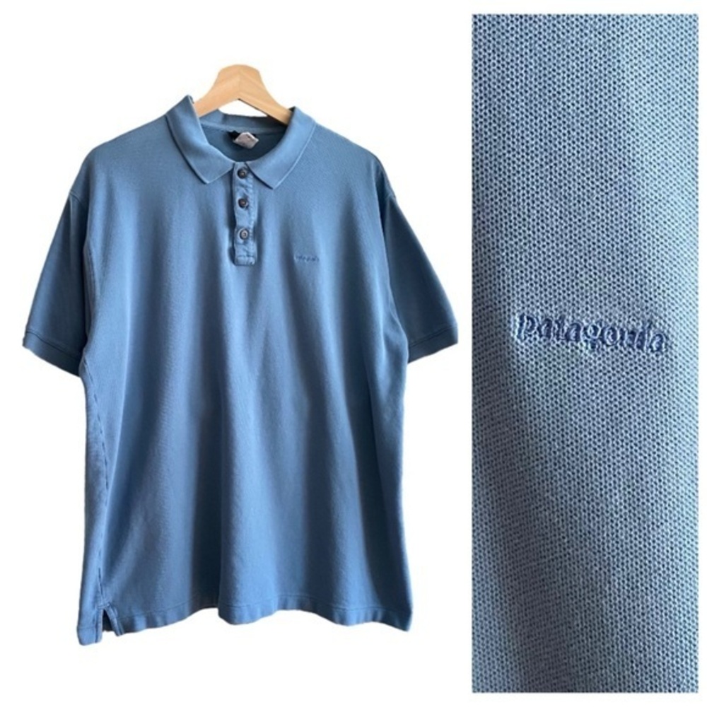 Patagonia Blue Pique Organic cotton Polo Shirt Medium